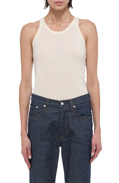 Helmut Lang Ribbed Racerback Tank Top In Ivory