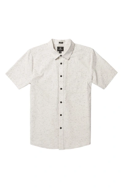 Volcom Date Knight Short Sleeve Button-up Shirt In Off White