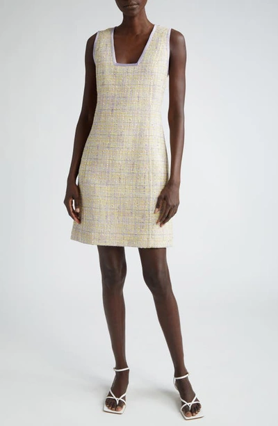 ST JOHN METALLIC TWEED SLEEVELESS DRESS