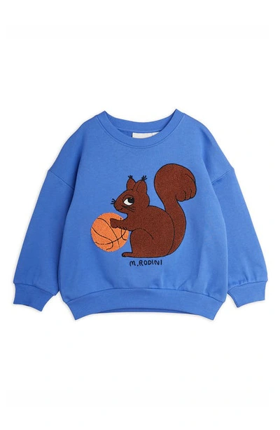 Mini Rodini Kids' Squirrels Organic-cotton Sweatshirt In Blue