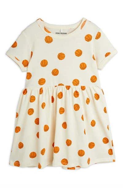 Mini Rodini Kids' Basketball Cotton Dress In Off White