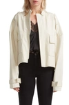 Belle & Bloom Reload Draped Leather Look Jacket In Cream