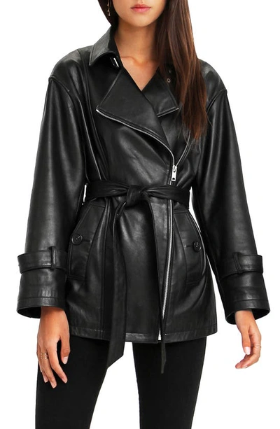 Belle & Bloom Bff Belted Leather Jacket In Black