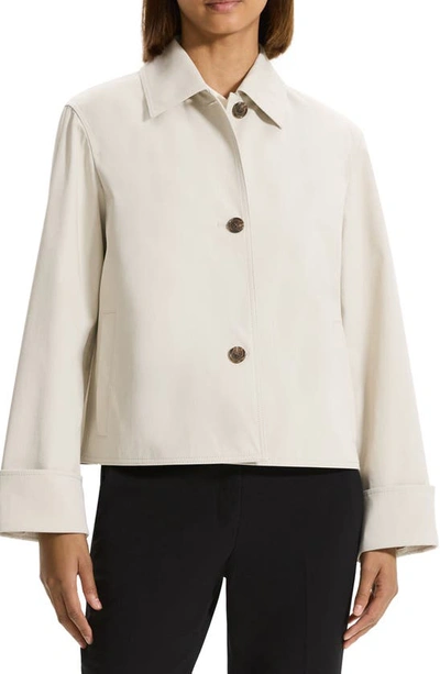 Theory Cropped Wide-cuff Trench Jacket In White