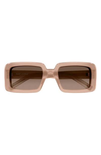 Saint Laurent Sunrise Thick Rectangle Acetate Sunglasses In Orange