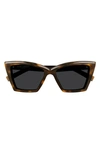 Saint Laurent Beveled Acetate Cat-eye Sunglasses In Havana Dark Grey