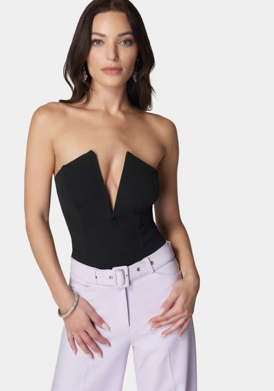 Bebe Strapless V Notch Bodysuit In Black