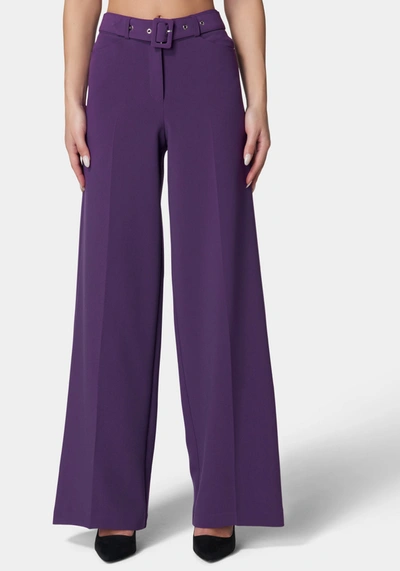 Bebe High Waist Belted Wide Leg Pant In Imperial Purple