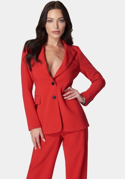 Bebe Woven Twill Boyfriend Jacket In Salsa