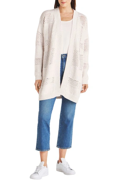 Splendid Rina Open-knit Cotton Pointelle Cardigan In Moonstone