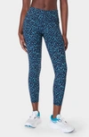 Sweaty Betty Power Workout 7/8 Leggings In Blue Abstract Markings Print