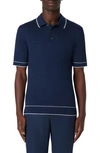 Bugatchi Men's Cotton-blend Short-sleeve Polo Sweater In Navy