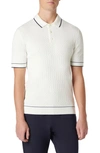 Bugatchi Men's Cotton-blend Short-sleeve Polo Sweater In Chalk