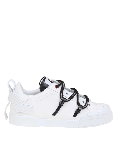 Dolce & Gabbana Sneakers From The Portofino Line In Leather In White/black