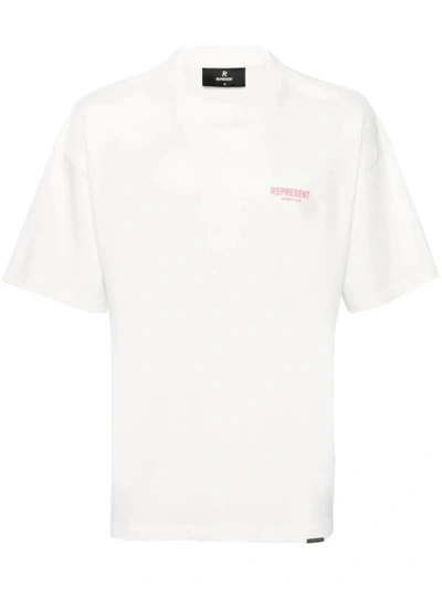 Represent T-shirt Mit  Owners Club-print In White,bubblegum Pink