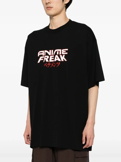 Vetements Anime Freak Oversized Printed Embroidered Cotton-jersey T-shirt In Black