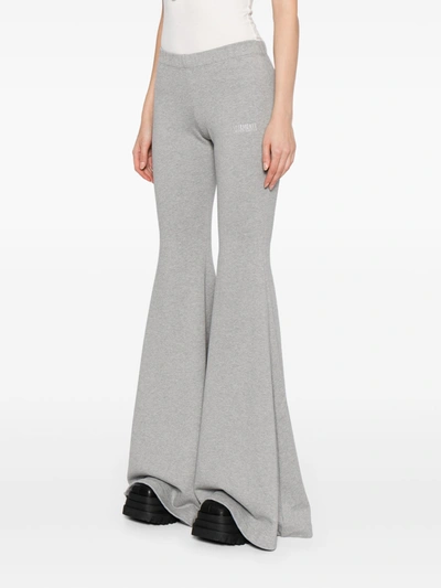 Vetements Logo-print Flared Leggings In Grey Melange