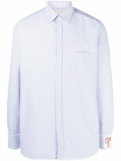 Golden Goose Golden M`s Regular Striped Oxford Shirt Clothing In White