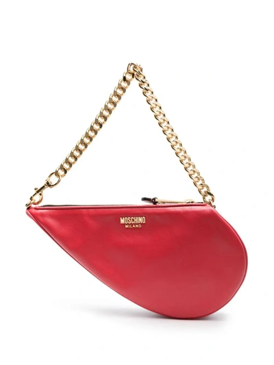 Moschino Heart Leather Shoulder Bag In Red