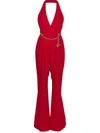 Moschino Jumpsuit With Halter Neck And Padlock Detail In Red