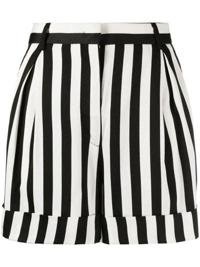 Moschino Striped Wide-leg Satin Shorts In Black