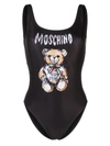 Moschino Logo Lycra One Piece Swimsuit In Black
