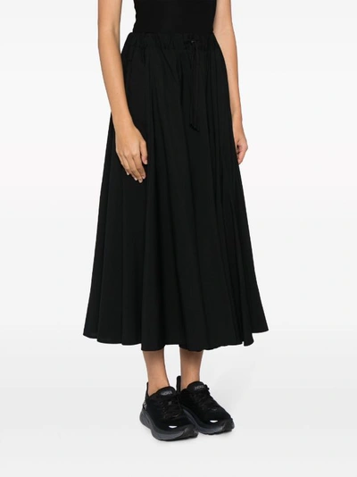 Yohji Yamamoto High Waist Pleated Midi Skirt In Black