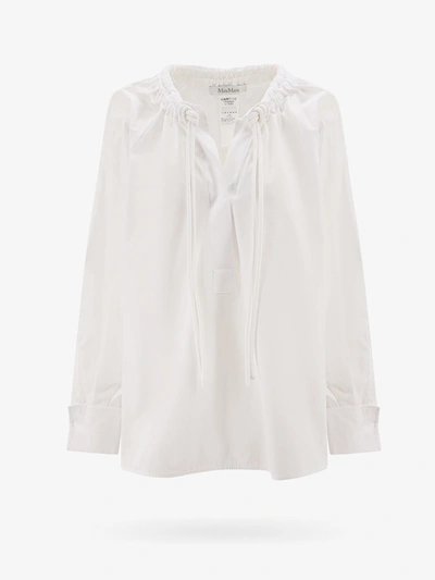 Max Mara Ario Blouse With Cinched Collar In White