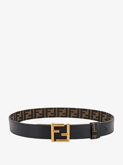 Fendi Black Leather Belt In Neutrals