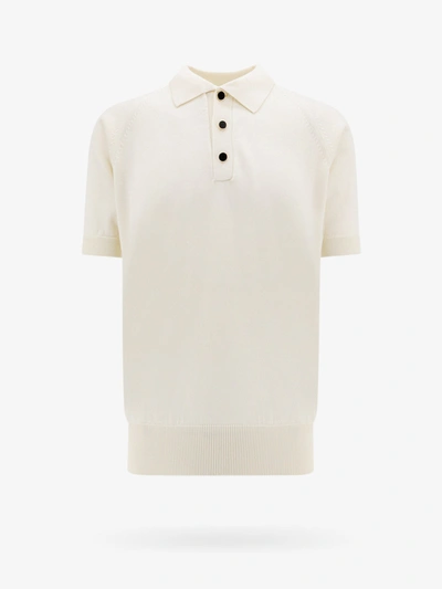 Lardini Cotton-blend Knit Polo Shirt In Ivory