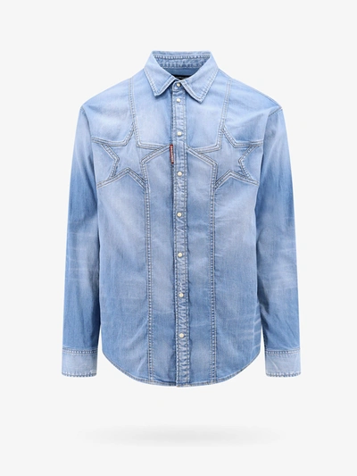 Dsquared2 Twin Stars Denim Shirt In Blue