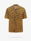 Palm Angels Cheetah Linen Blend Bowling Shirt In Orange