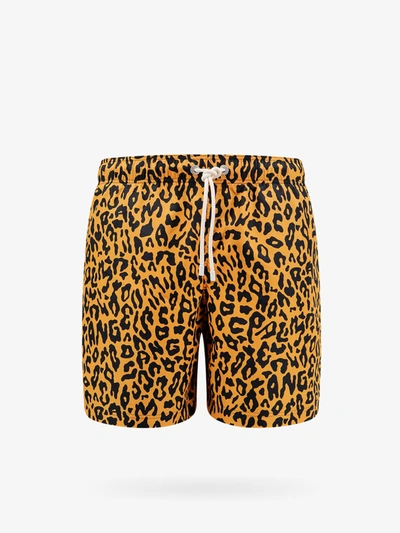 Palm Angels Straight-leg Mid-length Cheetah-print Swim Shorts In Orange