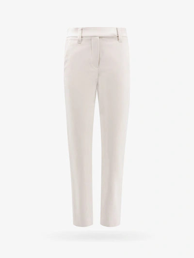 Brunello Cucinelli Slim-fit Cropped Cotton Trousers In Beige