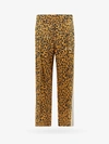 Palm Angels Linen And Cotton Trousers With Animalier Print In Orange