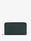 Burberry Men Coated Canvas Wallet With Check Motif In Green