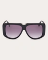 Max Mara Spark 57mm Polarized Shield Sunglasses In Black
