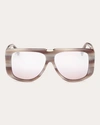 Max Mara Women's Shiny Horn Spark 1 Shield Sunglasses In Brown
