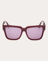Max Mara Women's Glimpse2 57mm Square Sunglasses In Bordeaux Violet