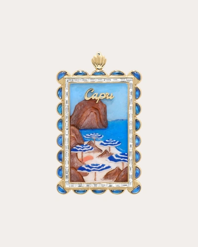 Maison Tjoeng Women's Capri Postcard 18k Gold Enamel And Diamond Pendant