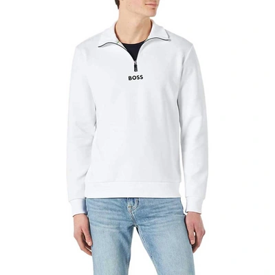 Hugo Boss Sweat 1 Half Zip Sweatshirt In White