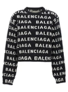 Balenciaga Women Allover Logo Wool Cropped Sweater