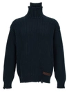 DSQUARED2 BROKEN STITCH DOUBLE COLLAR SWEATER, CARDIGANS BLUE