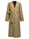 BALENCIAGA CHECK LINING OVERSIZE TRENCH COAT COATS, TRENCH COATS BEIGE