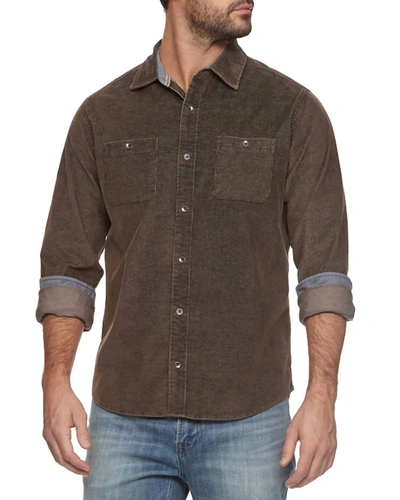 Flags & Anthem Durham Stretch Corduroy Shirt In Brown