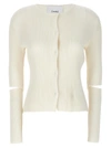NUDE CUTOUT DETAIL RIBBED CARDIGAN SWEATER, CARDIGANS WHITE