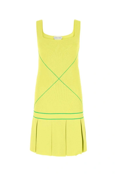 Bottega Veneta Acid Green Viscose Blend Dress In Neon Green