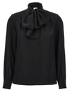 Saint Laurent Black Lavalliere Silk Shirt