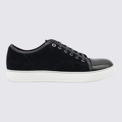 Lanvin Suede And Leather Cap-toe Trainers In Blue