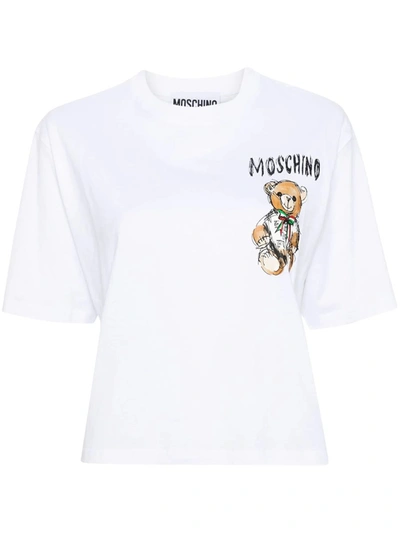 Moschino T-shirt With Teddy Bear Print In White